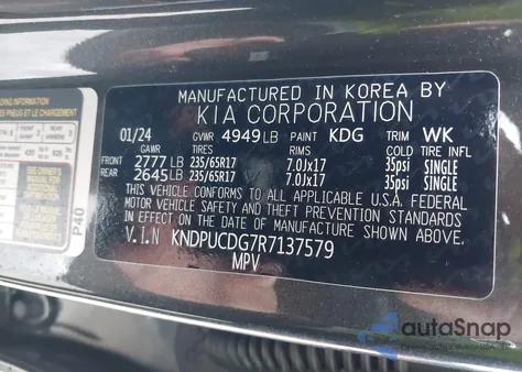 2024 Kia Sportage Hybrid Lx из США, поврежденный, VIN KNDPUCDG7R7137579